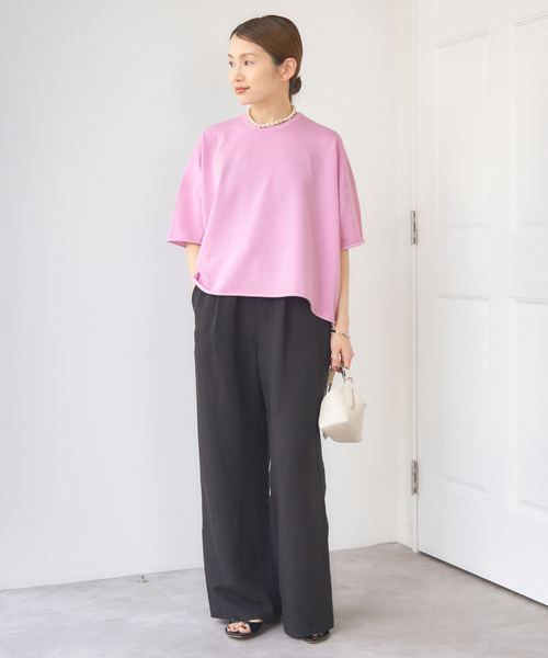 IENA（イエナ）の「LEVITA コットンハーフスリーブプルオーバー（ニット/セーター・レディース・ライトグレー/ホワイト/ピンク系その他・FREE）」の9枚目の写真