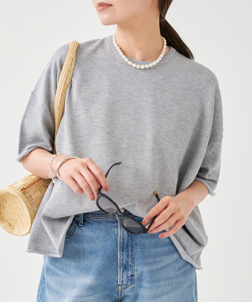 IENA（イエナ）の「LEVITA コットンハーフスリーブプルオーバー（ニット/セーター・レディース・ライトグレー/ホワイト/ピンク系その他・FREE）」の13枚目の写真