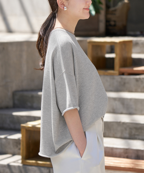 IENA（イエナ）の「LEVITA コットンハーフスリーブプルオーバー（ニット/セーター・レディース・ライトグレー/ホワイト/ピンク系その他・FREE）」の20枚目の写真