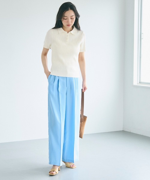 coca(coca)(コカ)の「【WEB限定セール】ポロニットトップス(ポロシャツ・レディース・アイボリー/ブラック/グレー・S/M/L)」の4枚目の写真