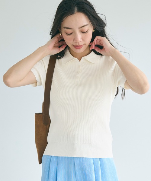 coca(coca)(コカ)の「【WEB限定セール】ポロニットトップス(ポロシャツ・レディース・アイボリー/ブラック/グレー・S/M/L)」の7枚目の写真