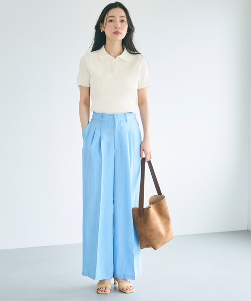 coca(coca)(コカ)の「【WEB限定セール】ポロニットトップス(ポロシャツ・レディース・アイボリー/ブラック/グレー・S/M/L)」の8枚目の写真