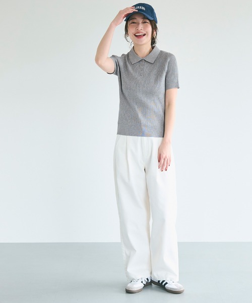 coca(coca)(コカ)の「【WEB限定セール】ポロニットトップス(ポロシャツ・レディース・アイボリー/ブラック/グレー・S/M/L)」の9枚目の写真