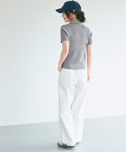 coca(coca)(コカ)の「【WEB限定セール】ポロニットトップス(ポロシャツ・レディース・アイボリー/ブラック/グレー・S/M/L)」の11枚目の写真