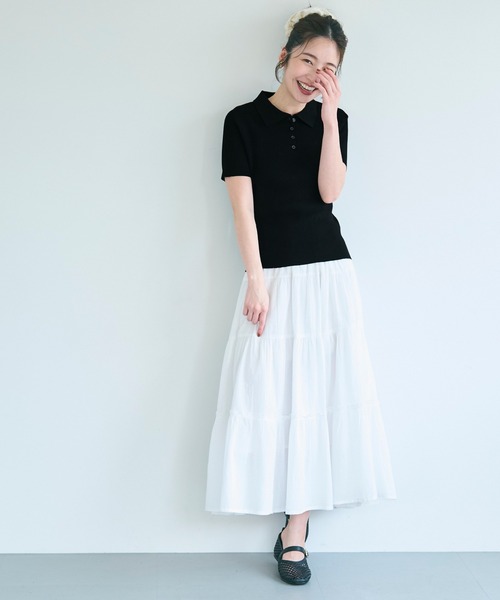 coca(coca)(コカ)の「【WEB限定セール】ポロニットトップス(ポロシャツ・レディース・アイボリー/ブラック/グレー・S/M/L)」の15枚目の写真
