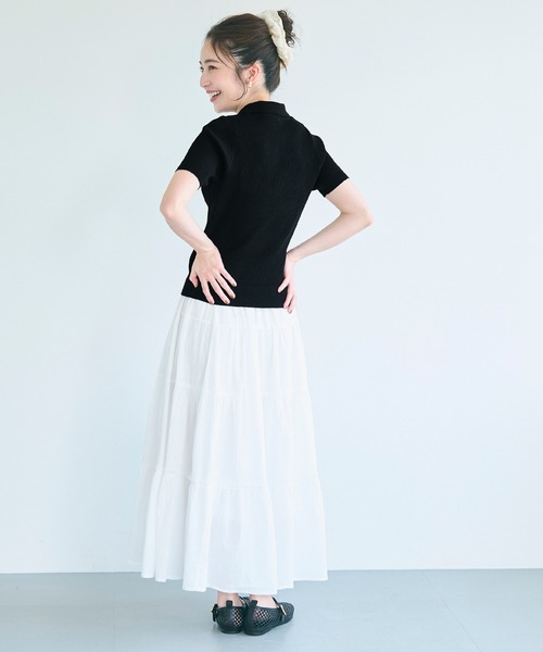 coca(coca)(コカ)の「【WEB限定セール】ポロニットトップス(ポロシャツ・レディース・アイボリー/ブラック/グレー・S/M/L)」の18枚目の写真