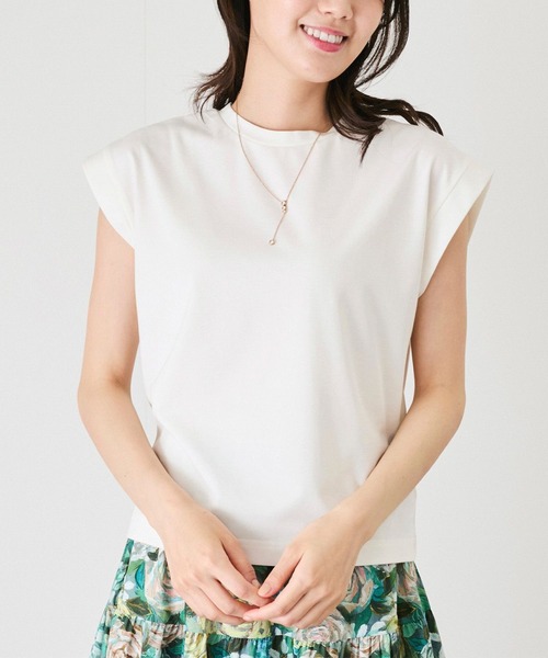 Jayro(ジャイロ)の「シルケットノースリTシャツ(Tシャツ/カットソー・レディース・ブラック/ピンク系その他/ベージュ/ホワイト系その他/ライトグリーン・M)」の2枚目の写真