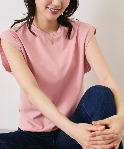 Jayro(ジャイロ)の「シルケットノースリTシャツ(Tシャツ/カットソー・レディース・ブラック/ピンク系その他/ベージュ/ホワイト系その他/ライトグリーン・M)」の5枚目の写真