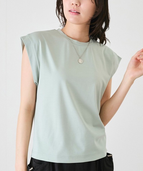 Jayro(ジャイロ)の「シルケットノースリTシャツ(Tシャツ/カットソー・レディース・ブラック/ピンク系その他/ベージュ/ホワイト系その他/ライトグリーン・M)」の4枚目の写真