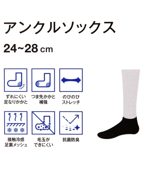 GLOBAL WORK(グローバルワーク)の「冷感ソックス/アンクル/329081(ソックス/靴下・メンズ・ネイビー/ブラック系その他/ブラック/アイボリー/ネイビー系5/グレー・FREE)」の8枚目の写真