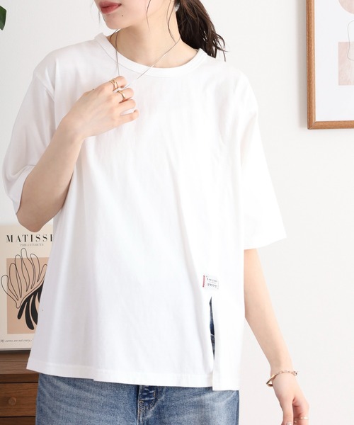 Emago（イマゴ）の「EMAGO ビスネーム付きロゴ刺繍Ｔシャツ（Tシャツ/カットソー・レディース・チャコールグレー/レッド/ホワイト・FREE）」の21枚目の写真