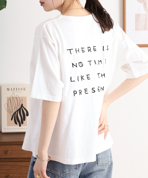 Emago（イマゴ）の「EMAGO ビスネーム付きロゴ刺繍Ｔシャツ（Tシャツ/カットソー・レディース・チャコールグレー/レッド/ホワイト・FREE）」の19枚目の写真