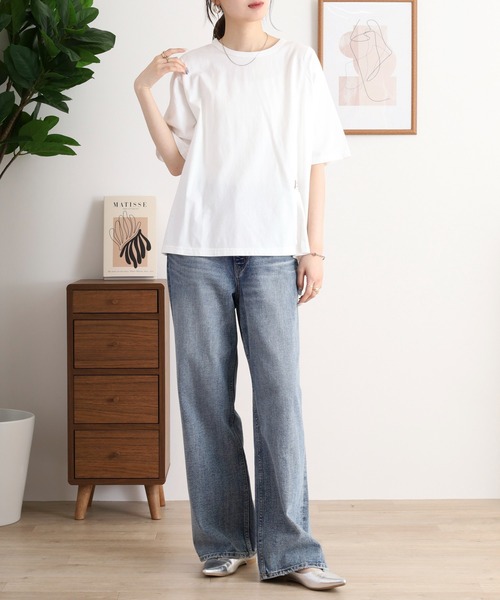 Emago（イマゴ）の「EMAGO ビスネーム付きロゴ刺繍Ｔシャツ（Tシャツ/カットソー・レディース・チャコールグレー/レッド/ホワイト・FREE）」の18枚目の写真