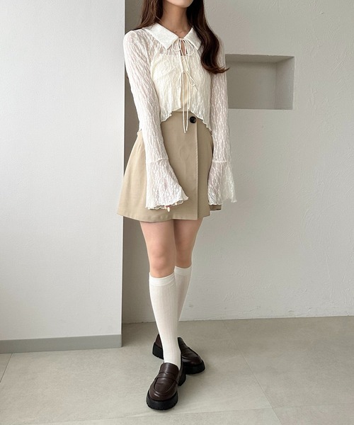 apres jour clair（アプレジュールクレア）の「【apres jour clair】レースシアーリボンカーディガン（カーディガン/ボレロ・レディース・ミント/アイボリー/ブラック・フリー/X-LARGE）」の9枚目の写真