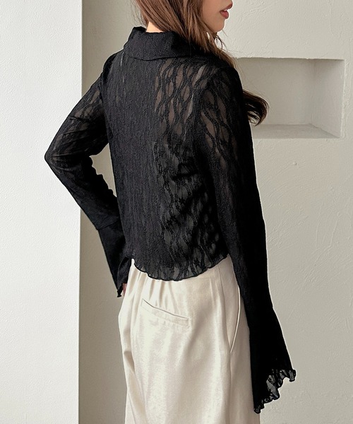 apres jour clair（アプレジュールクレア）の「【apres jour clair】レースシアーリボンカーディガン（カーディガン/ボレロ・レディース・ミント/アイボリー/ブラック・フリー/X-LARGE）」の15枚目の写真