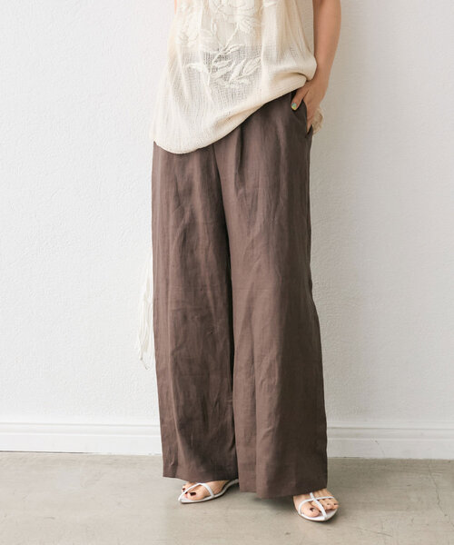 RIVE DROITE（リヴドロワ）の「【通気性抜群】リネンイージーワイドパンツ（その他パンツ・レディース・ブラック/ベージュ/ブラウン・38/36）」の2枚目の写真