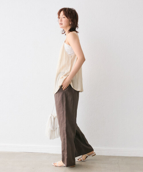 RIVE DROITE（リヴドロワ）の「【通気性抜群】リネンイージーワイドパンツ（その他パンツ・レディース・ブラック/ベージュ/ブラウン・38/36）」の14枚目の写真
