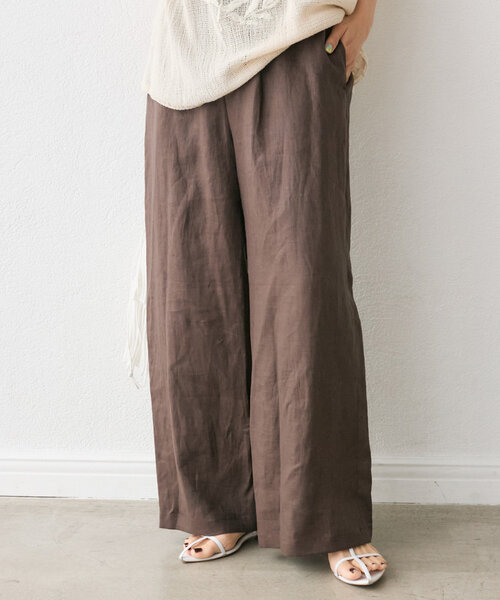 RIVE DROITE（リヴドロワ）の「【通気性抜群】リネンイージーワイドパンツ（その他パンツ・レディース・ブラック/ベージュ/ブラウン・38/36）」の16枚目の写真