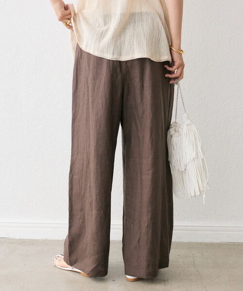 RIVE DROITE（リヴドロワ）の「【通気性抜群】リネンイージーワイドパンツ（その他パンツ・レディース・ブラック/ベージュ/ブラウン・38/36）」の18枚目の写真