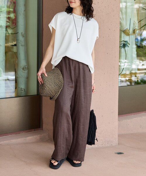 RIVE DROITE（リヴドロワ）の「【通気性抜群】リネンイージーワイドパンツ（その他パンツ・レディース・ブラック/ベージュ/ブラウン・38/36）」の19枚目の写真