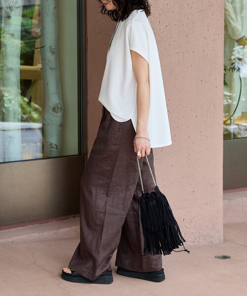 RIVE DROITE（リヴドロワ）の「【通気性抜群】リネンイージーワイドパンツ（その他パンツ・レディース・ブラック/ベージュ/ブラウン・38/36）」の20枚目の写真