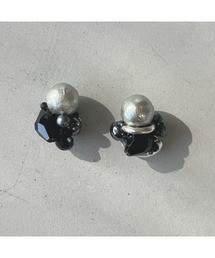 【musk】シルバー×ブラックのモノトーンイヤリング(MA)