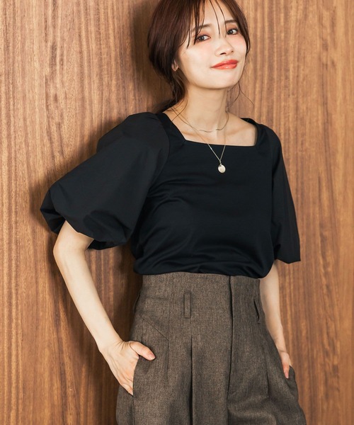 mysty woman（ミスティウーマン）の「2WAYバルーンスリーブカットプルオーバー　498377（Tシャツ/カットソー・レディース・オフホワイト/ブラック/グリーン系その他・FREE）」の3枚目の写真