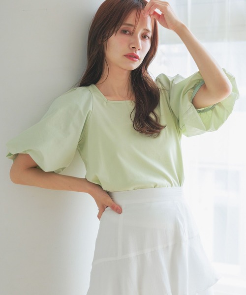 mysty woman（ミスティウーマン）の「2WAYバルーンスリーブカットプルオーバー　498377（Tシャツ/カットソー・レディース・オフホワイト/ブラック/グリーン系その他・FREE）」の5枚目の写真