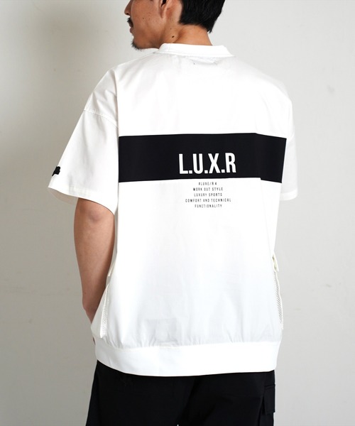 LUXE/R GOLF(ラグジュ ゴルフ)の「(RM)【LUXE/R GOLF】ストレッチ クロス パネル切り替え カーゴポケット プルオーバー 半袖 シャツ(Tシャツ/カットソー・メンズ・チャコールグレー/ブラック/ベージュ/オフホワイト・L/XL/M)」の2枚目の写真