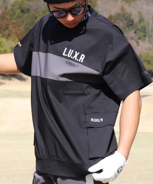 LUXE/R GOLF(ラグジュ ゴルフ)の「(RM)【LUXE/R GOLF】ストレッチ クロス パネル切り替え カーゴポケット プルオーバー 半袖 シャツ(Tシャツ/カットソー・メンズ・チャコールグレー/ブラック/ベージュ/オフホワイト・L/XL/M)」の3枚目の写真