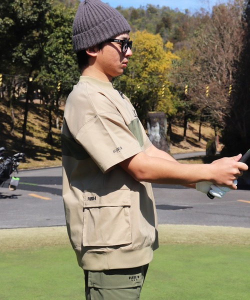 LUXE/R GOLF(ラグジュ ゴルフ)の「(RM)【LUXE/R GOLF】ストレッチ クロス パネル切り替え カーゴポケット プルオーバー 半袖 シャツ(Tシャツ/カットソー・メンズ・チャコールグレー/ブラック/ベージュ/オフホワイト・L/XL/M)」の12枚目の写真