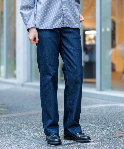 D.M.G.（ドミンゴ）の「[D.M.G / ディーエムジー] ハイストレッチデニム ストレートトラウザー（デニムパンツ・レディース・ワンウォッシュ・L/M/S/SS）」の4枚目の写真