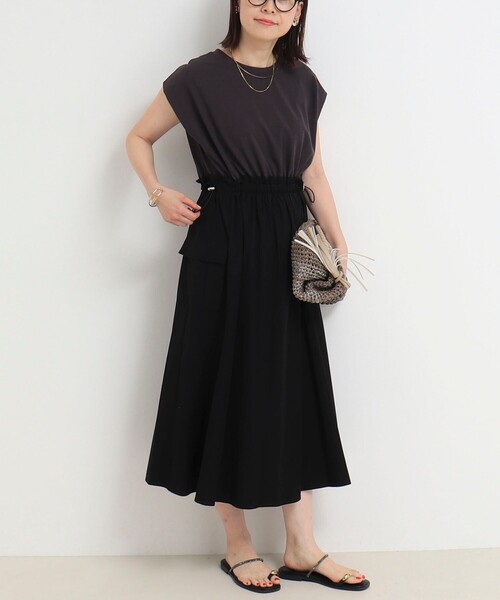 MICO COULIER（ミコクリエ）の「ソフト＆ドライタッチフライス ドッキングワンピース（ワンピース・レディース・ブラック/チャコールグレー・38）」の2枚目の写真