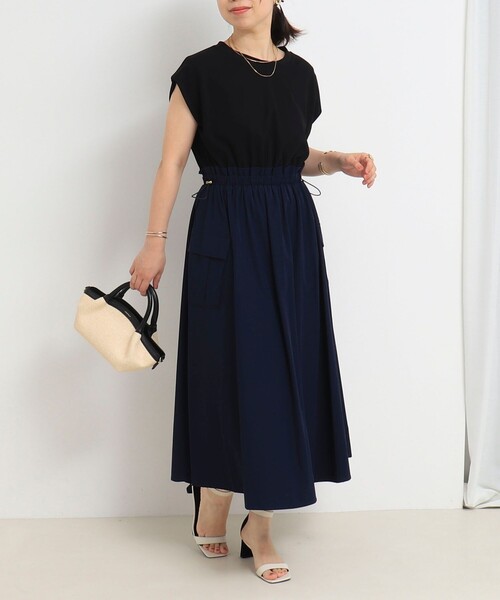 MICO COULIER（ミコクリエ）の「ソフト＆ドライタッチフライス ドッキングワンピース（ワンピース・レディース・ブラック/チャコールグレー・38）」の3枚目の写真