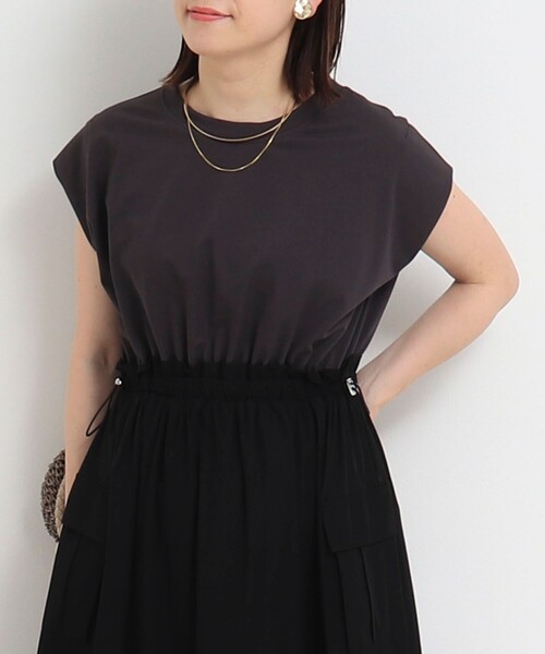 MICO COULIER（ミコクリエ）の「ソフト＆ドライタッチフライス ドッキングワンピース（ワンピース・レディース・ブラック/チャコールグレー・38）」の10枚目の写真