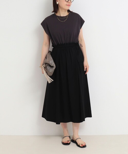 MICO COULIER（ミコクリエ）の「ソフト＆ドライタッチフライス ドッキングワンピース（ワンピース・レディース・ブラック/チャコールグレー・38）」の19枚目の写真