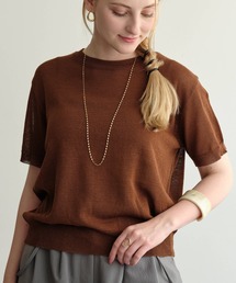 CO/麻ミックス半袖リラックスニットPO