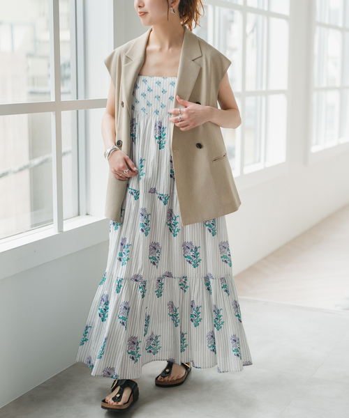 NE QUITTEZ PAS!（ヌキテパ）の「ne Quittez pas / ヌキテパ COTTON JACQUARD LILY PRIN（ワンピース・レディース・グリーン/グレー・FREE）」の5枚目の写真