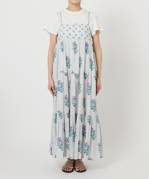 お値段交渉可‼️ヌキテパ COTTON JACQUARD LILY PRIN❤️ Cotton Jacquard Lily Print Shirring Dress | Pasand by ne