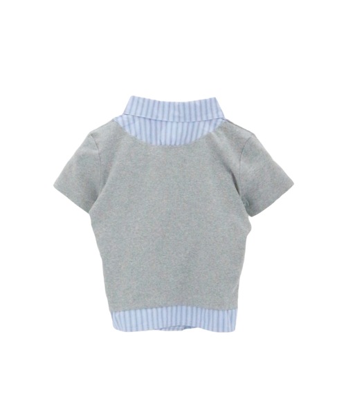 tinkerend（ティンカーエンド）の「Striped Docking Polo / ストライプドッキングポロ チェック柄 フェイクレイヤード ストライプ/チェック（ポロシャツ・レディース・ブラック/グレー系その他/ブラック系その他/グレー・FREE）」の9枚目の写真