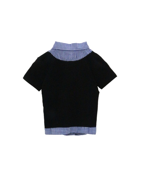 tinkerend（ティンカーエンド）の「Striped Docking Polo / ストライプドッキングポロ チェック柄 フェイクレイヤード ストライプ/チェック（ポロシャツ・レディース・ブラック/グレー系その他/ブラック系その他/グレー・FREE）」の10枚目の写真