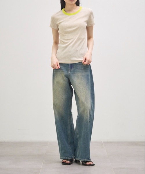 GOOD PEOPLE GOOD STITCHING GOOD PRODUCT(グッドピープルグッドスティッチンググッドプロダクト)の「【GOOD PEOPLE GOOD STITCHING GOOD PRODUCT/グッドピープルグッドスティッチンググッドプロダクト】Crew Neck Short Sleeve T/クルーネックショートスリーブTシャツ(Tシャツ/カットソー・レディース・ブラック/ベージュ/ライム/グレー・SMALL)」の5枚目の写真