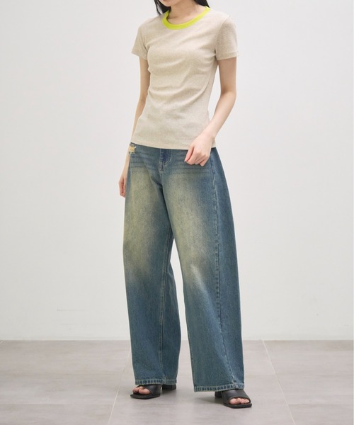 GOOD PEOPLE GOOD STITCHING GOOD PRODUCT(グッドピープルグッドスティッチンググッドプロダクト)の「【GOOD PEOPLE GOOD STITCHING GOOD PRODUCT/グッドピープルグッドスティッチンググッドプロダクト】Crew Neck Short Sleeve T/クルーネックショートスリーブTシャツ(Tシャツ/カットソー・レディース・ブラック/ベージュ/ライム/グレー・SMALL)」の6枚目の写真