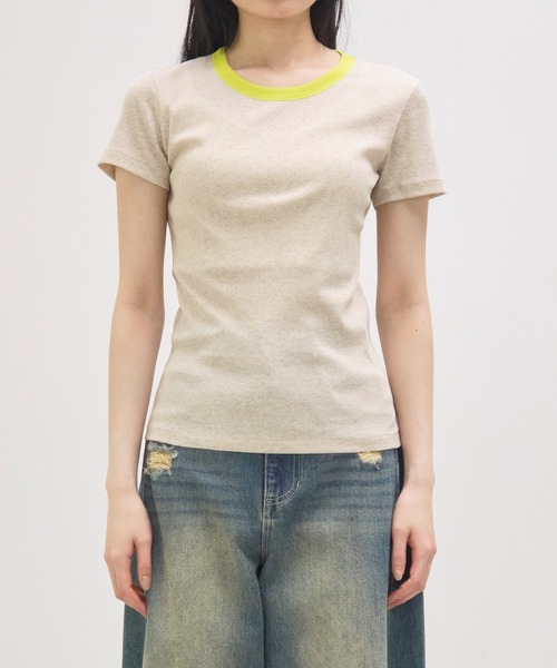GOOD PEOPLE GOOD STITCHING GOOD PRODUCT(グッドピープルグッドスティッチンググッドプロダクト)の「【GOOD PEOPLE GOOD STITCHING GOOD PRODUCT/グッドピープルグッドスティッチンググッドプロダクト】Crew Neck Short Sleeve T/クルーネックショートスリーブTシャツ(Tシャツ/カットソー・レディース・ブラック/ベージュ/ライム/グレー・SMALL)」の7枚目の写真