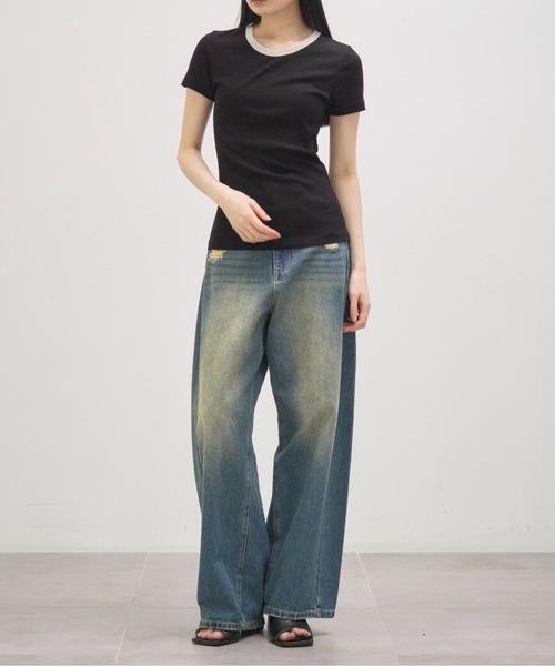 GOOD PEOPLE GOOD STITCHING GOOD PRODUCT(グッドピープルグッドスティッチンググッドプロダクト)の「【GOOD PEOPLE GOOD STITCHING GOOD PRODUCT/グッドピープルグッドスティッチンググッドプロダクト】Crew Neck Short Sleeve T/クルーネックショートスリーブTシャツ(Tシャツ/カットソー・レディース・ブラック/ベージュ/ライム/グレー・SMALL)」の14枚目の写真