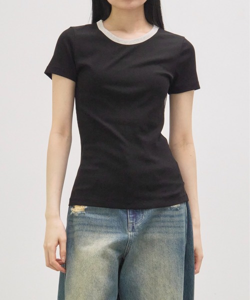 GOOD PEOPLE GOOD STITCHING GOOD PRODUCT(グッドピープルグッドスティッチンググッドプロダクト)の「【GOOD PEOPLE GOOD STITCHING GOOD PRODUCT/グッドピープルグッドスティッチンググッドプロダクト】Crew Neck Short Sleeve T/クルーネックショートスリーブTシャツ(Tシャツ/カットソー・レディース・ブラック/ベージュ/ライム/グレー・SMALL)」の13枚目の写真