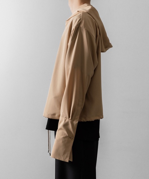 ato（アトウ）の「DOUBLE CUFFS HOOD ZIP SHIRT（Tシャツ/カットソー・メンズ・ベージュ/ブラック・46/48）」の5枚目の写真