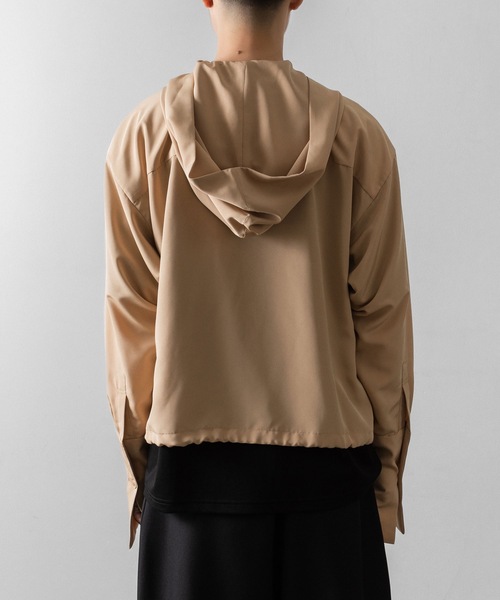 ato（アトウ）の「DOUBLE CUFFS HOOD ZIP SHIRT（Tシャツ/カットソー・メンズ・ベージュ/ブラック・46/48）」の6枚目の写真