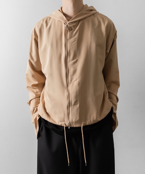 ato（アトウ）の「DOUBLE CUFFS HOOD ZIP SHIRT（Tシャツ/カットソー・メンズ・ベージュ/ブラック・46/48）」の3枚目の写真
