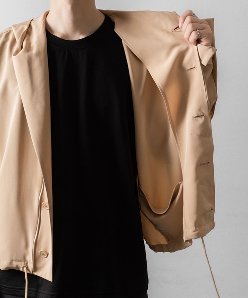 ato（アトウ）の「DOUBLE CUFFS HOOD ZIP SHIRT（Tシャツ/カットソー・メンズ・ベージュ/ブラック・46/48）」の18枚目の写真